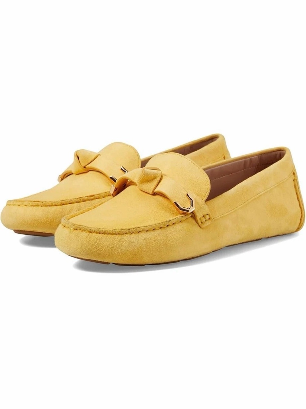 Cole Haan Women's “Evelyn Bow Driver Loafers” Yellow Suede 10